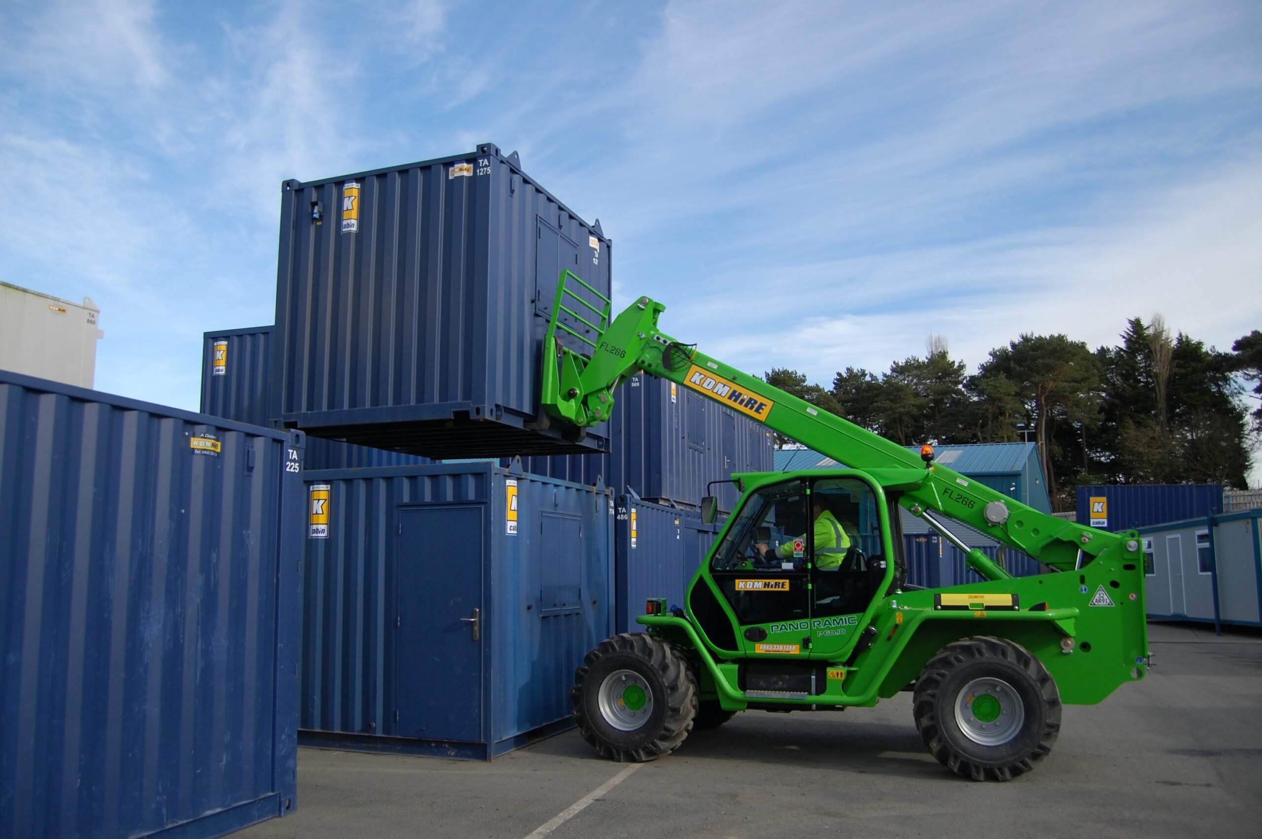 can a telehandler lift a container