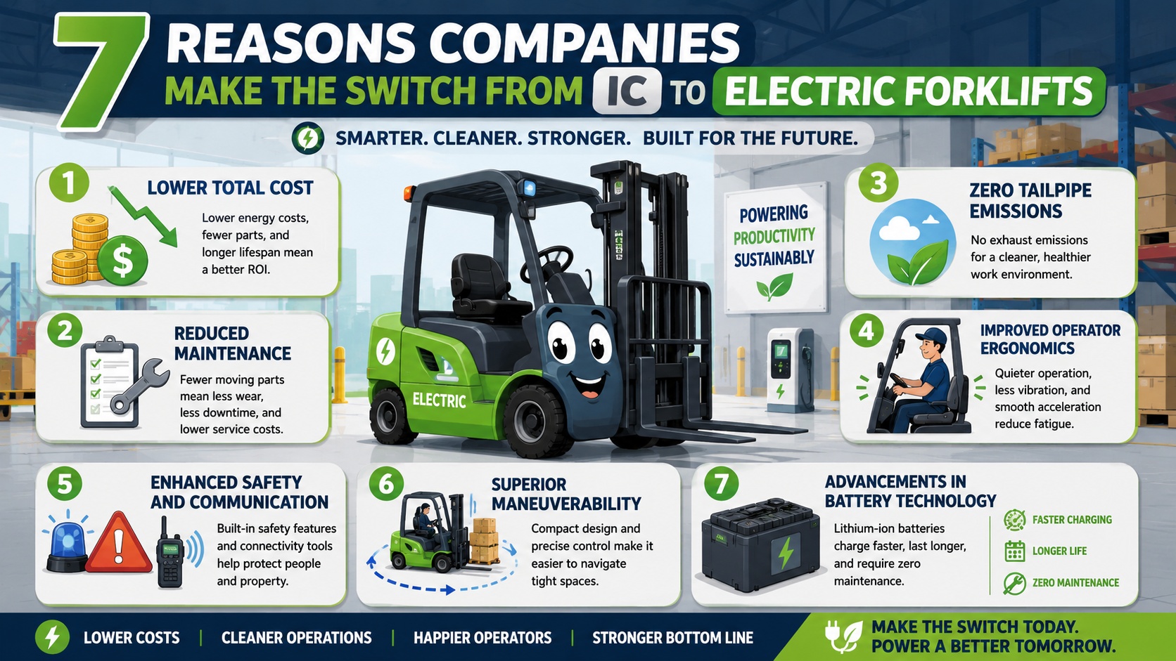 7 Reasons Companies Make the Switch from IC to Electric Forklifts
