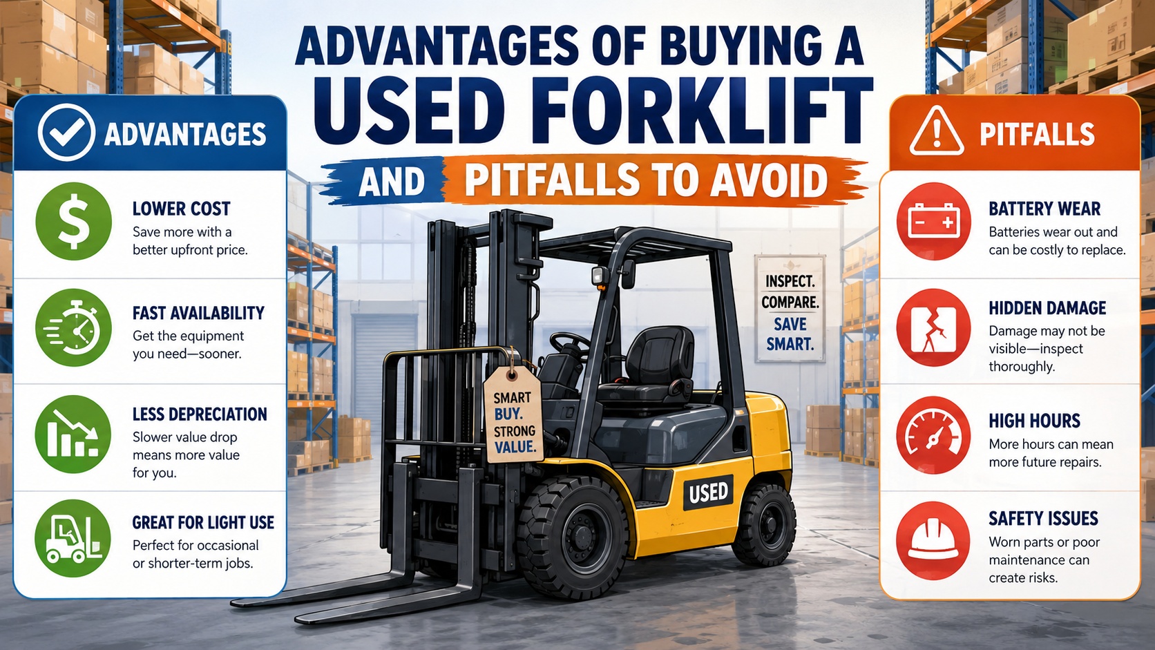 Advantages of buying a used forklift and pitfalls to avoid