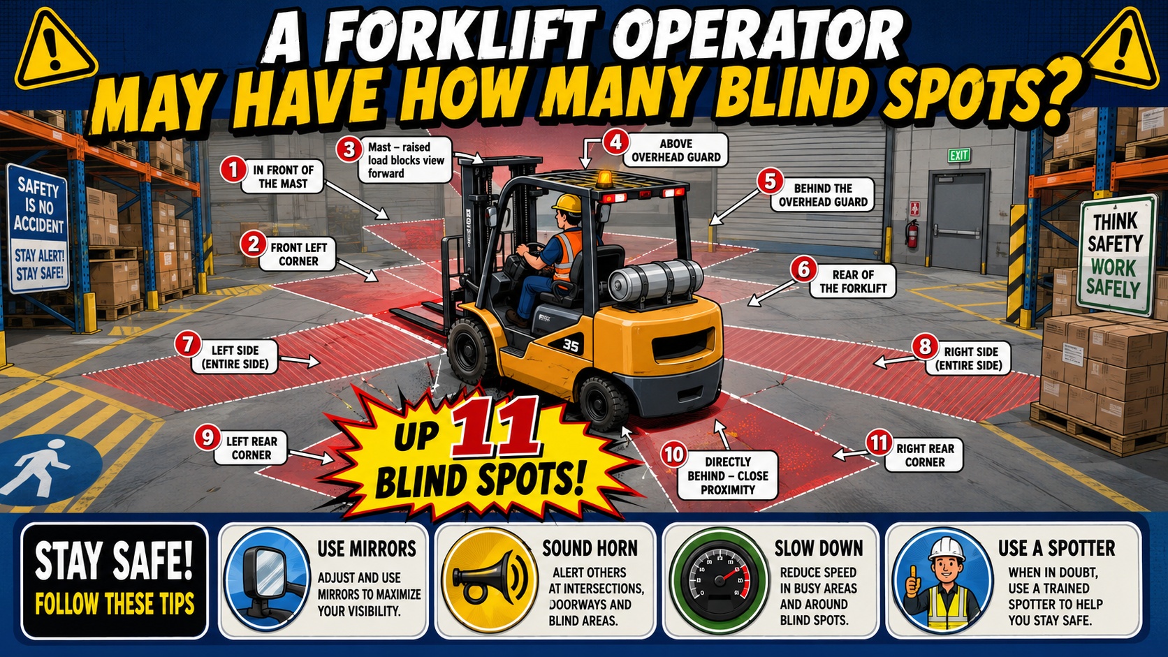 a forklift operator may have how many blind spots