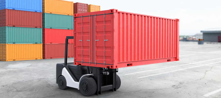 can a forklift lift a shipping container