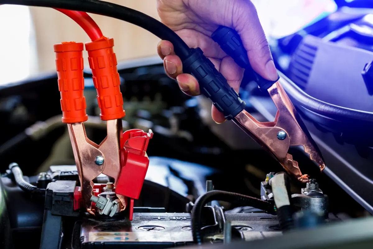 can you jump start a forklift battery with a car