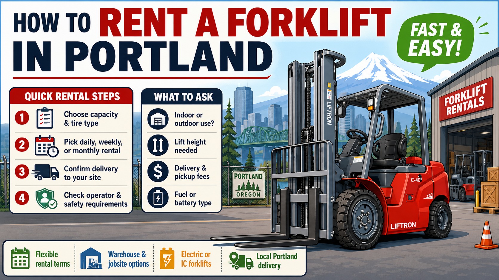 how to rent a forklift portland