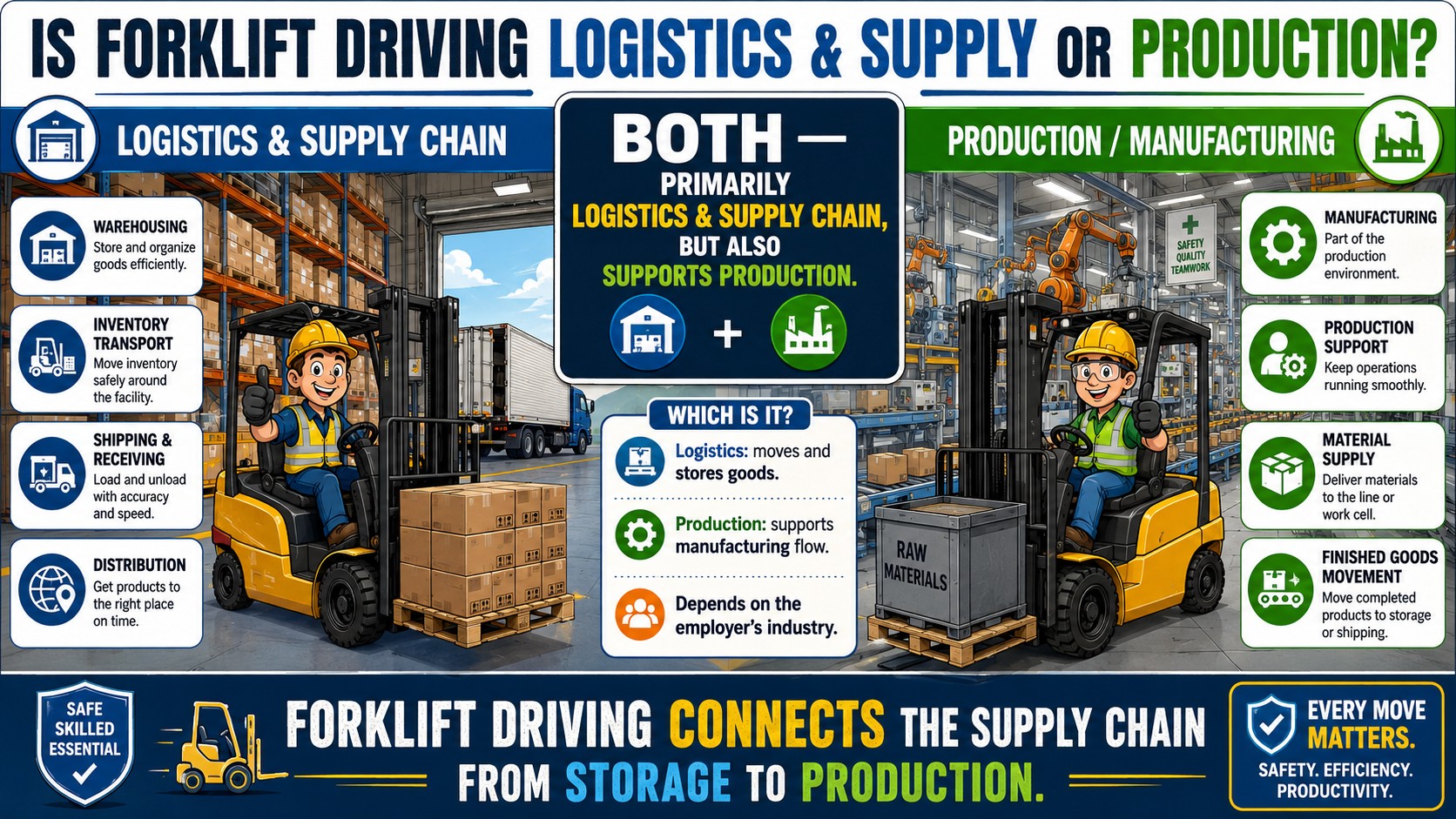 is forklift driving logistics and supply or production