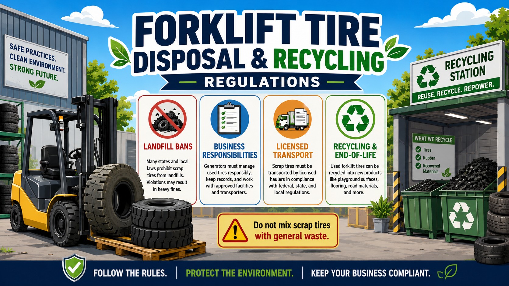what are the regulations regarding forklift tire disposal and recycling​