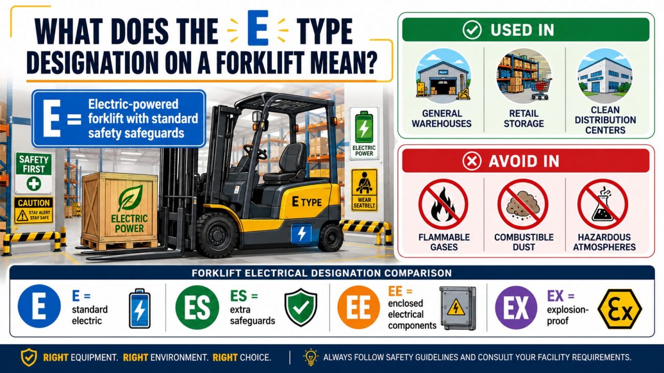 what does the e type designation on a forklift mean