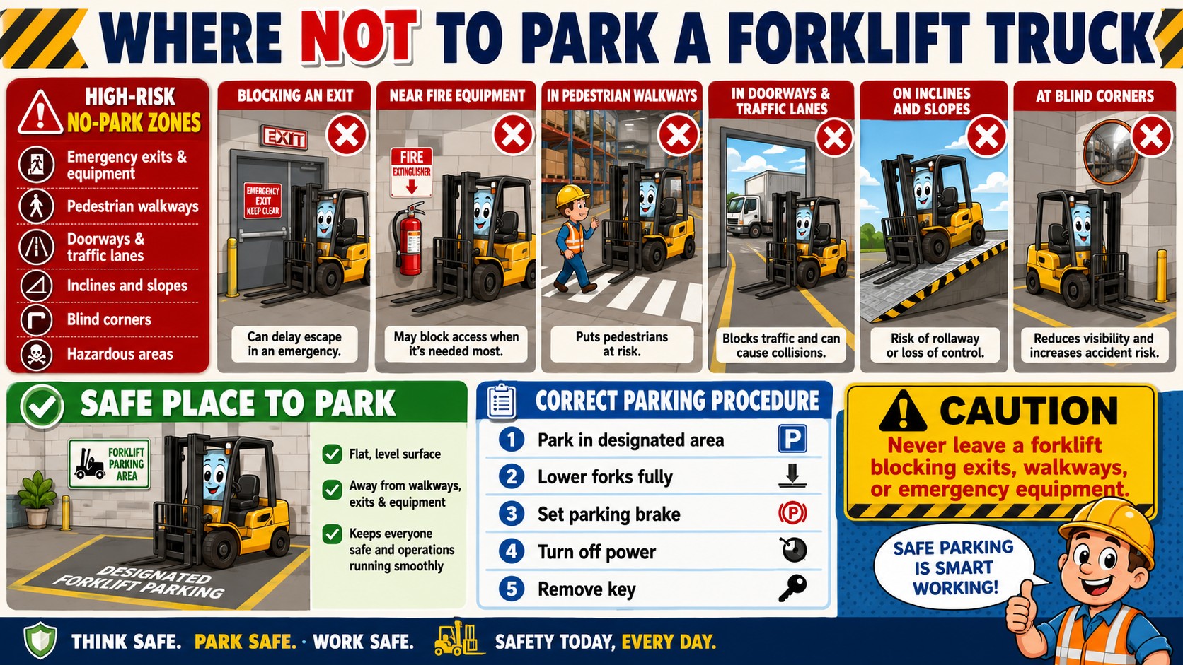 where not to park a forklift truck