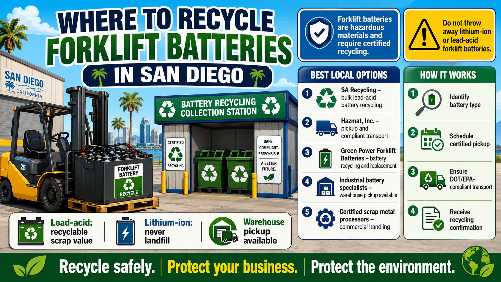 where to recycle forklift batteries san diego