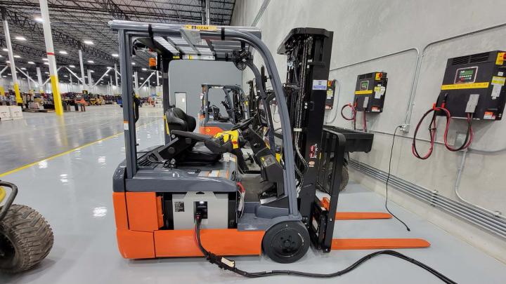 can you charge a forklift overnight