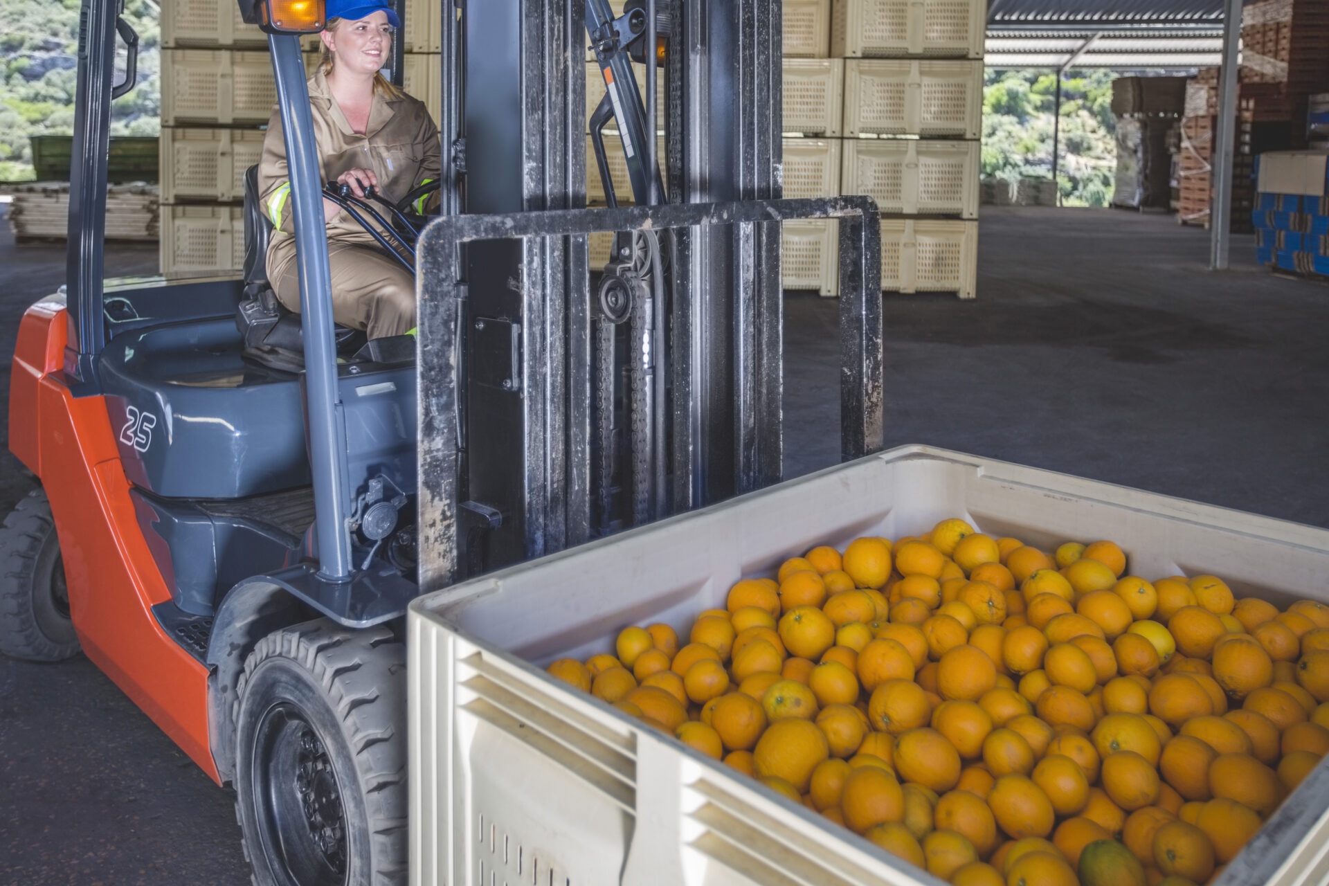 how to drive a forklift for produce bins