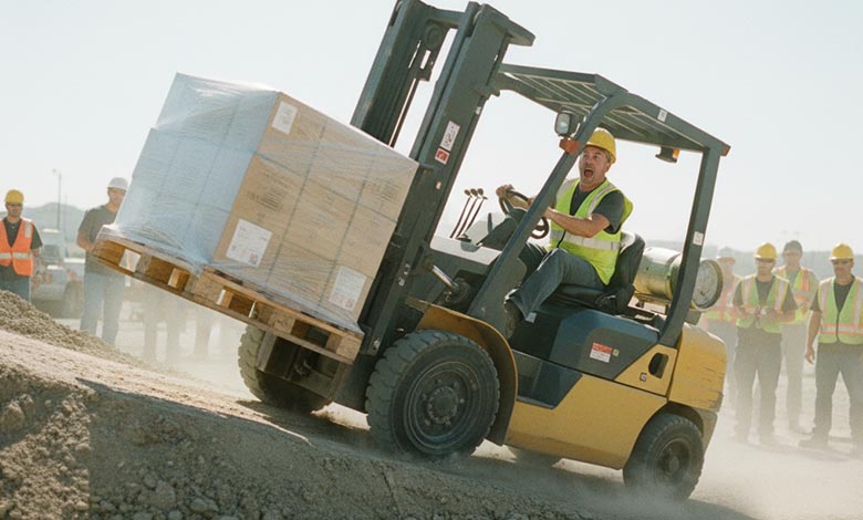 how to drive a forklift on a hill
