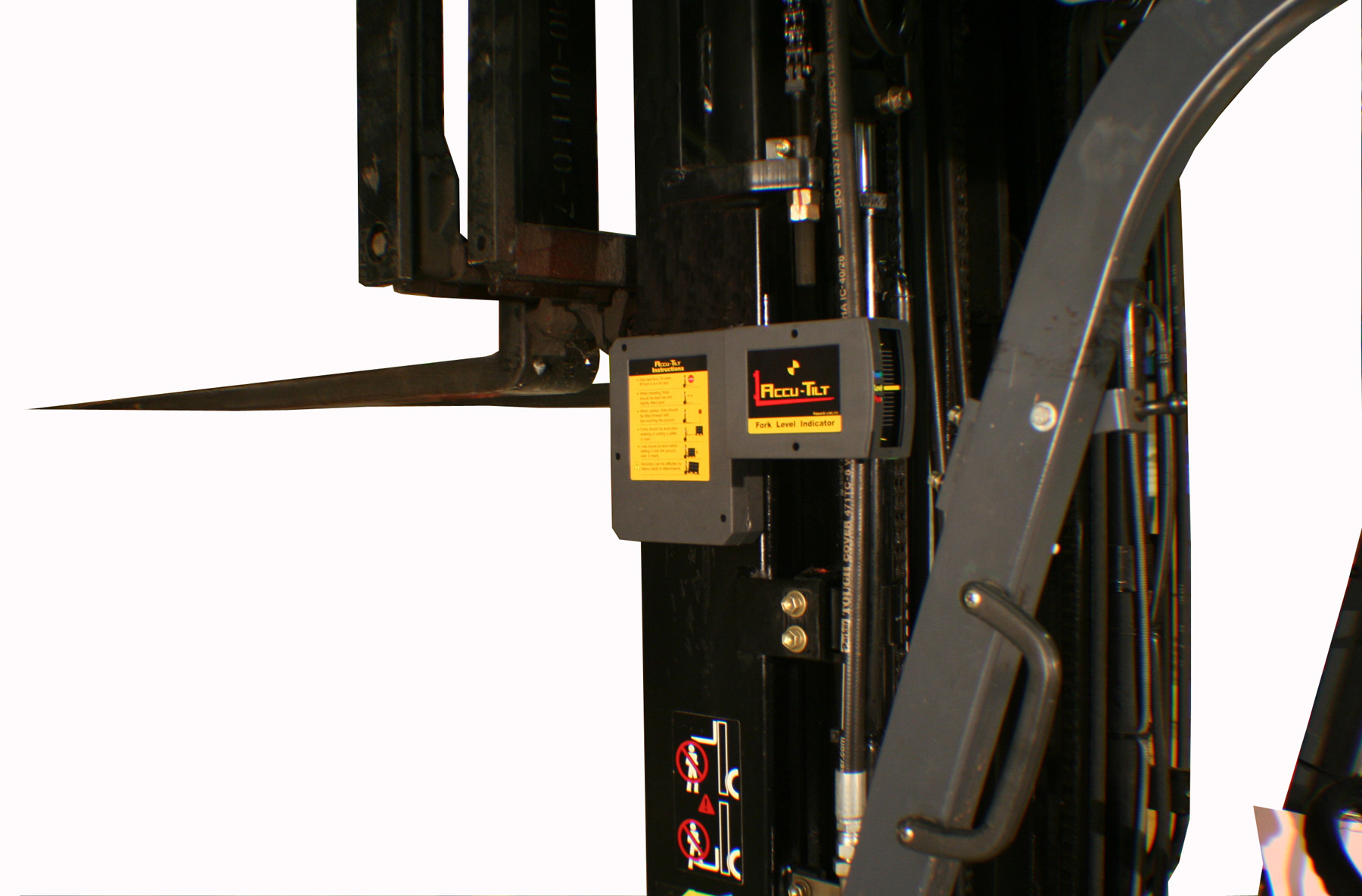 where is the frame level indicator found on a forklift
